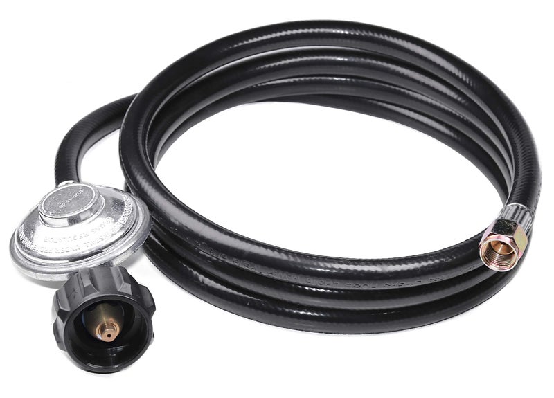 DOZYANT 8 Feet Universal QCC1 Low Pressure Propane Regulator Grill Replacement with 8 FT Hose for Most LP Gas Grill, Heater and Fire Pit Table, 3/8 inch Female Flare Nut - Image 1